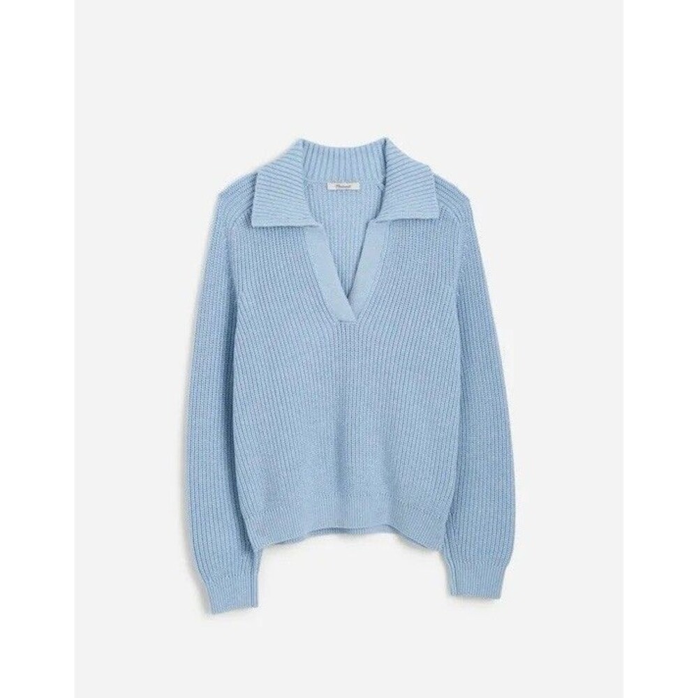 Madewell Shaker-Stitch Johnny Collar Sweater Cotton/Cashmere NWT Size S Small
